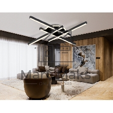 Потолочный светодиодный светильник Ambrella light FL6282 BK черный 58W 3000K-6400K 700*700*85 (ПДУ ИК)