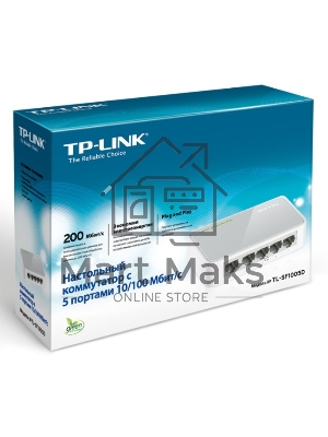 Коммутатор TP-Link SOHO TL-SF1005D Коммутатор 5-port 10/100M mini Desktop Switch, 5 10/100M RJ45 ports, Plastic case