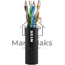 Кабель информационный NTSS NTSS-OUT-UTP4-5Е-PE-BL cat.5e U/UTP 4X2X24AWG PE внешний 305м черный