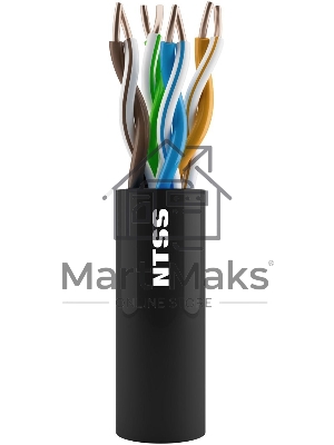Кабель информационный NTSS NTSS-OUT-UTP4-5Е-PE-BL кат.5E U/UTP 4X2X24AWG PE внешний 305м черный