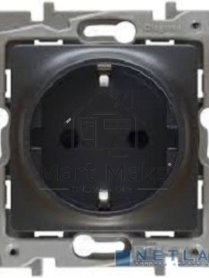 Механизм розетки 1-м СП Etika 2К+З 16А защ. шторки с заземл. винт. зажимы антрацит Leg 672622