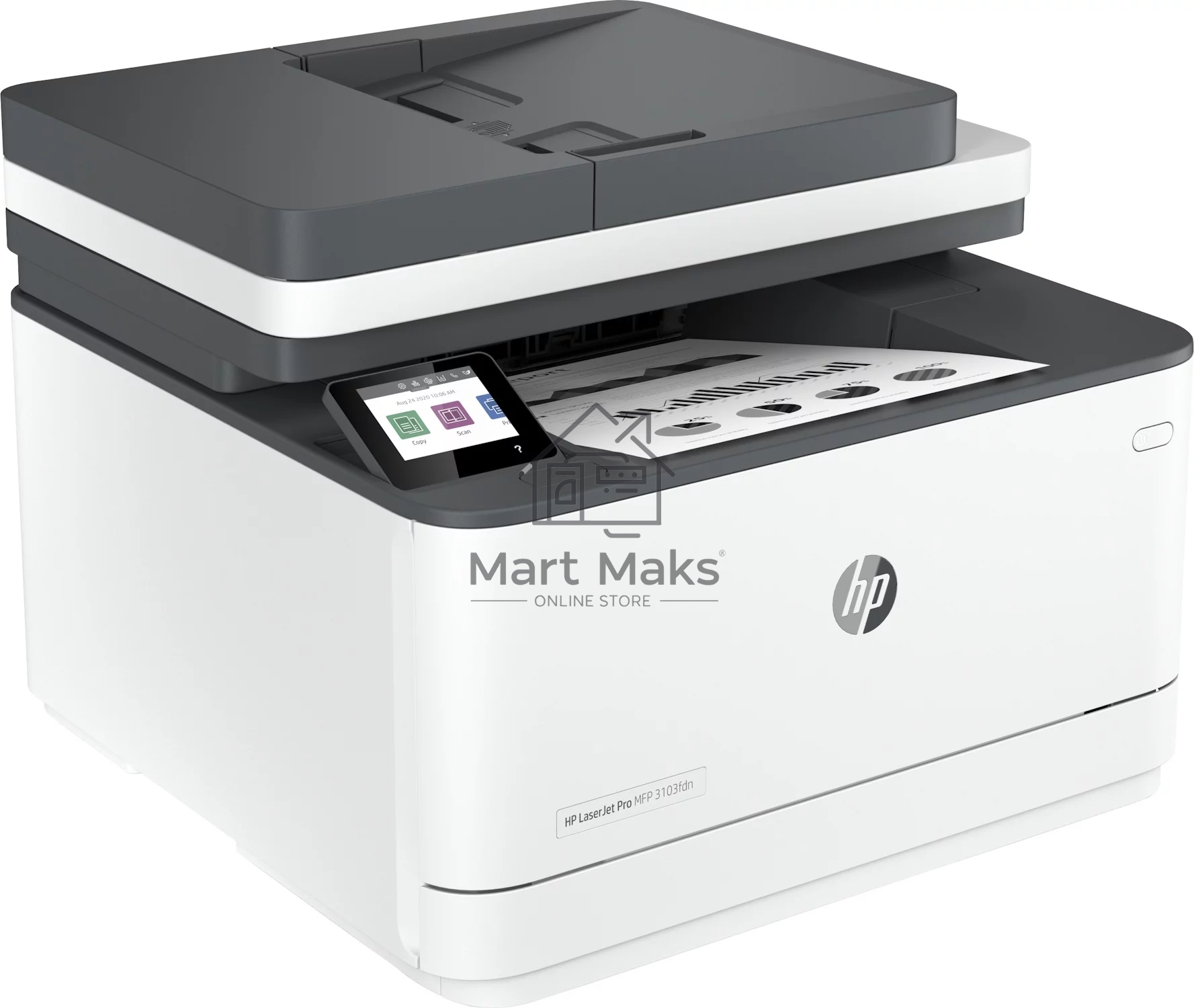 МФУ лазерный HP LaserJet Pro 3103fdn (3G631A), A4, ч/б, печ. 33 стр/мин., скан. до 19 стр/мин. (ч/б) 8 стр/мин. цвет, 1200x1200 dpi, USB, Ethernet