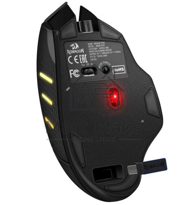 Мышь беспроводная Redragon Mirage Pro черный, 8000 dpi, радиоканал, USB, кнопки - 9