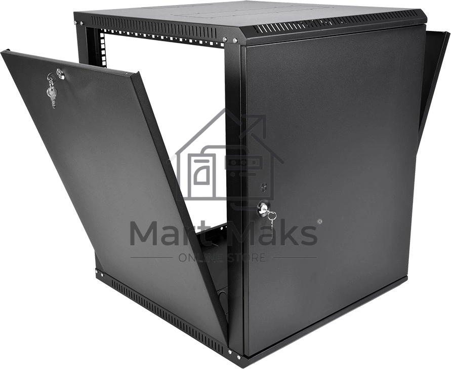 Шкаф телекоммуникационный настенный разборный ЦМО ЭКОНОМ 12U (600 x 650) дверь металл, цвет черный (ШРН-Э-12.650.1-9005)