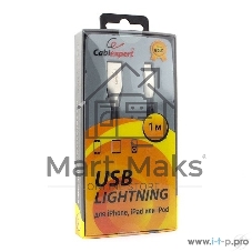 Кабель Cablexpert для Apple CC-G-APUSB01Bk-1M, AM/Lightning, серия Gold, длина 1м, черный, блистер