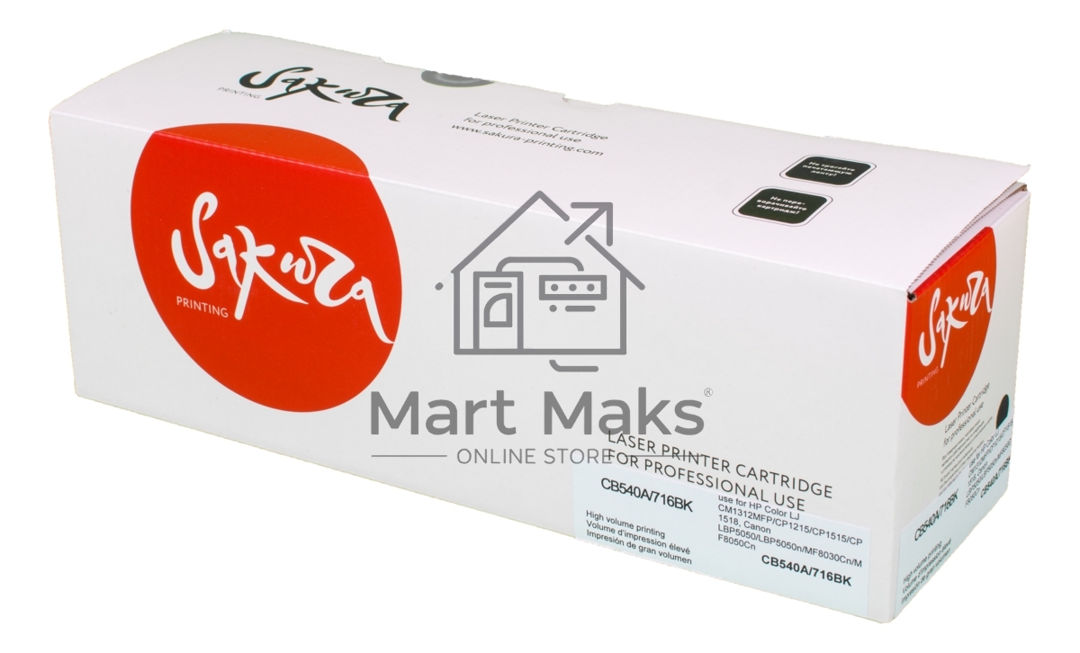 Картридж лазерный Sakura CB540A/716Bk для HP Color LJ CM1312MFP/CP1215/CP1515/CP1518, Canon LBP5050, LBP5050n, MF8030Cn, MF8040Cn, MF8050Cn, MF8080Cw 1980B002 черный, 2300 к.