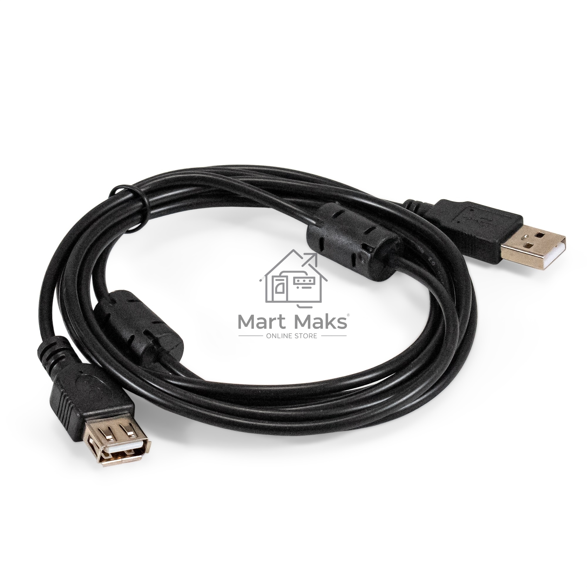 Удлинитель USB 2.0 ExeGate EX-CCF-USB2-AMAF-2.0F (Am/Af, позолоченные контакты, ферритовые кольца, 2м)