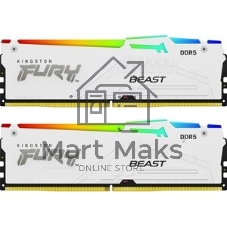 Оперативная память Kingston Fury Beast, DDR5, 32Gb (2x16 Gb), 5600 MHz, CL36, DIMM, радиатор, белый