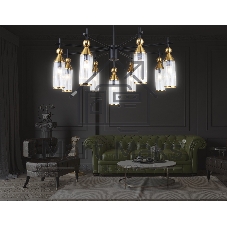 Люстра Ambrella light LH55258/9 BK/BS/CL черный/латунь/прозрачный E14*9 max 40W D770*530