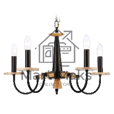 Светильник Ambrella light TR9593/5 BK/LW черный/светлое дерево E14/5 max 40W D555*660