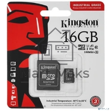 Флеш карта microSDHC 16Gb Class10 Kingston SDCIT2/16Gb Industrial Temperature Class UHS-I, адаптер в комплекте