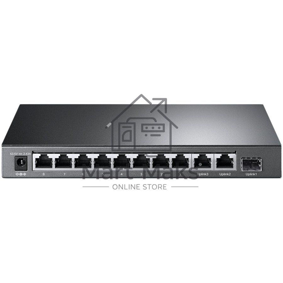Коммутатор TP-Link 8-port 10/100Mbps Unmanaged PoE switch, 2 Gb RJ45 + 1 Gb SFP uplinks, PoE budget up to 124W
