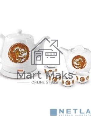 Набор чайный Mystery MEK-1624 1.2л, белый, 1500Вт (корпус: керамика)