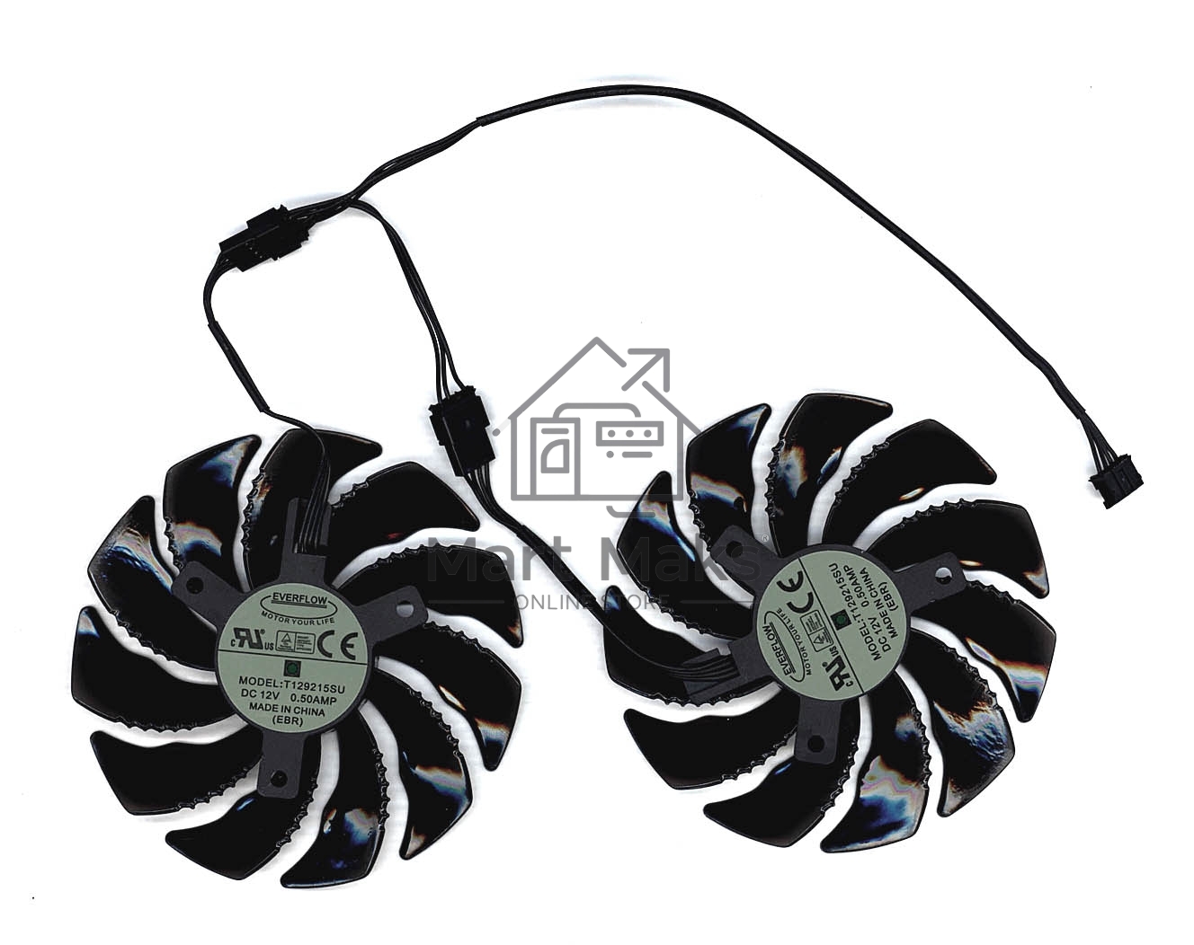 Вентилятор (кулер) для видеокарты Gigabyte RX 470, 570, 580, GTX 1060 88мм 4-pin двойной
