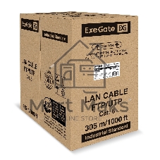 Кабель ExeGate FUTP4-C6-CCA-S23-IN-PVC-GY-305 FTP 4 пары кат.6 CCA, 0.57мм (23AWG), экран, 305м, серый, PVC