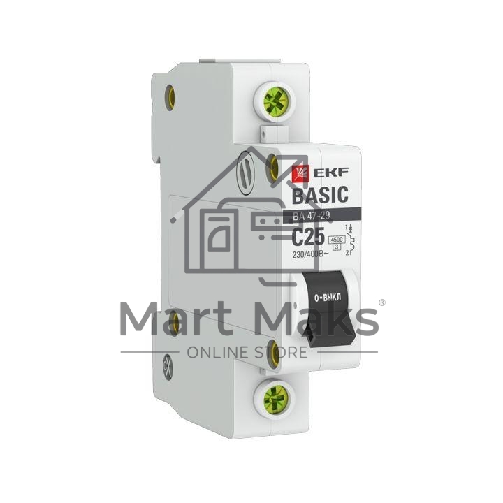 Автоматический выключатель EKF mcb4729-1-25C 1P 25А (C) 4,5кА ВА 47-29 EKF Basic