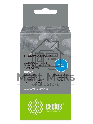 Картридж ленточный Cactus CS-M21-500595YL черный шрифт, желтый фон (12.7 мм, 6.4 м) для Brady BMP21-PLUS, BMP21-LAB