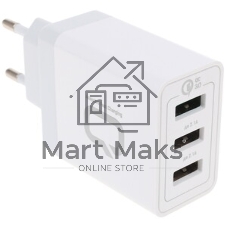 Сетевое зарядное устройство Qumo Quick Charge 3.0 3 USB (Charger 0019), 3 USB, 4.2A, 1 USB (QC 3.0, FCP, AFC) + 2 USB 2,1A, черный