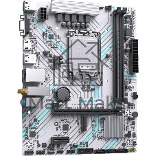 Материнская плата Maxsun B760M GAMING WIFI ICE, LGA 1700, Intel B760, 2xDDR4, 3xSATA, 1xM.2, 1xPCIe 4.0 x16, 1xPCIe x1, 1xVGA, 1xHDMI, 1x1Gb LAN, Wi-Fi 5, Bluetooth 4.2, 2xUSB-A 5Gbps, 4xUSB-A 2.0, 3x3.5 мм, 7.1, белый, mATX
