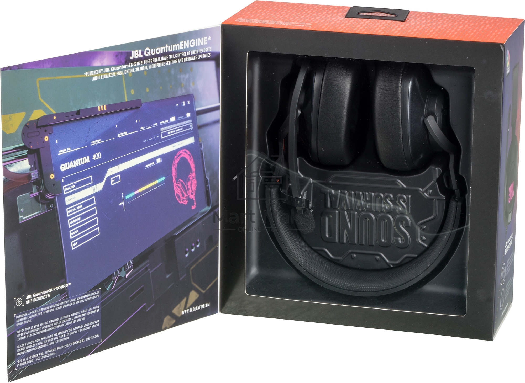 Гарнитура игровая с микрофоном JBL Quantum 400 черный оголовье USB (JBLQUANTUM400BLK)