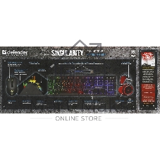 Комплект клавиатура+мышь Defender Singularity MKP-118 проводной, USB, 3200 DPI, чёрный