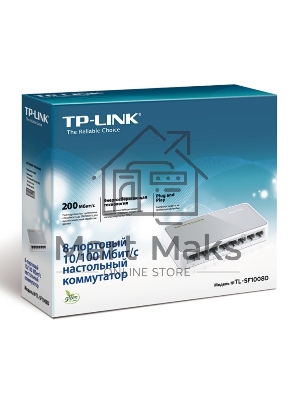 Коммутатор TP-Link SOHO TL-SF1008D Коммутатор 8-port 10/100M mini Desktop Switch, 8 10/100M RJ45 ports, Plastic case