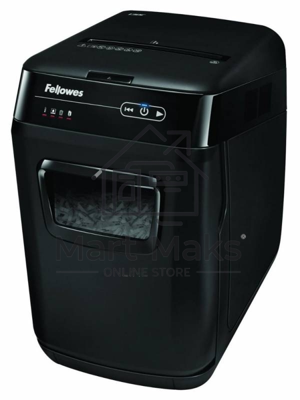 Шредер Fellowes AutoMax 150C FS-46801(01/02)*  (секр.P-4)/фрагменты 4x38 мм,/150лист./32лтр./Уничт:скрепки, скобы, пл.карты,CD диски