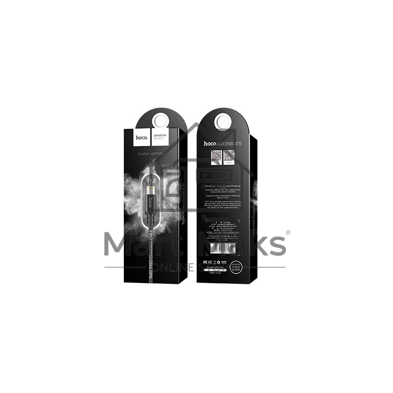 Кабель HOCO X14 USB 2.0, AM/Lightning M, черный, 1м