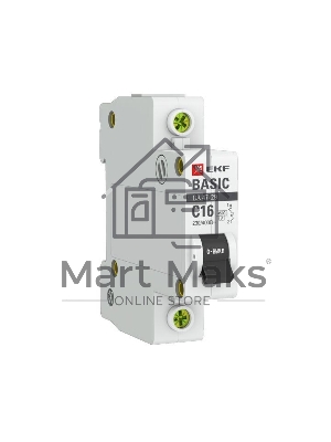 Выключатель автоматический модульный 1п C 16А 4.5кА ВА 47-29 Basic EKF mcb4729-1-16C