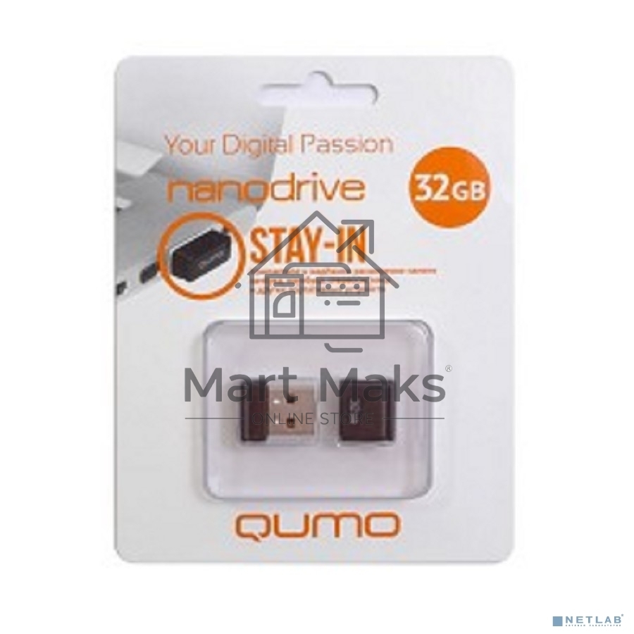 Флешка USB R/W  2.0 QUMO 32GB NANO QM32GUD-NANO-B Black
