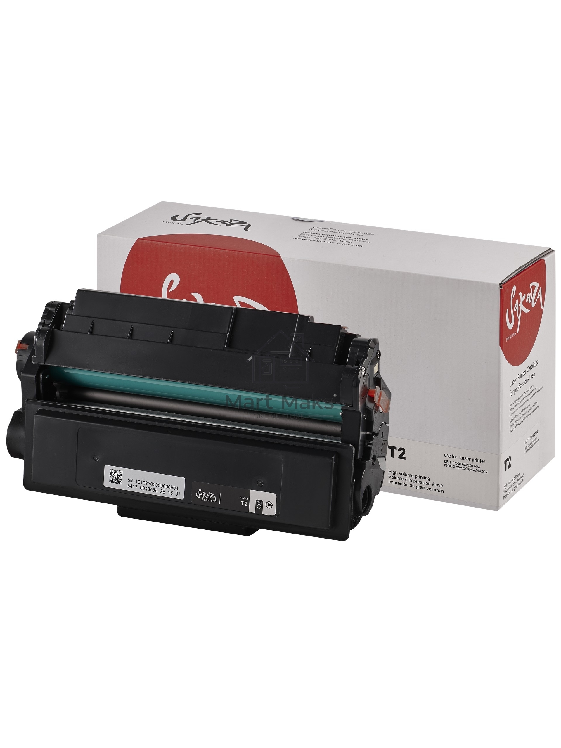 Картридж Sakura T2 для Deli P2000DW/M2000DW, черный, 4500к.