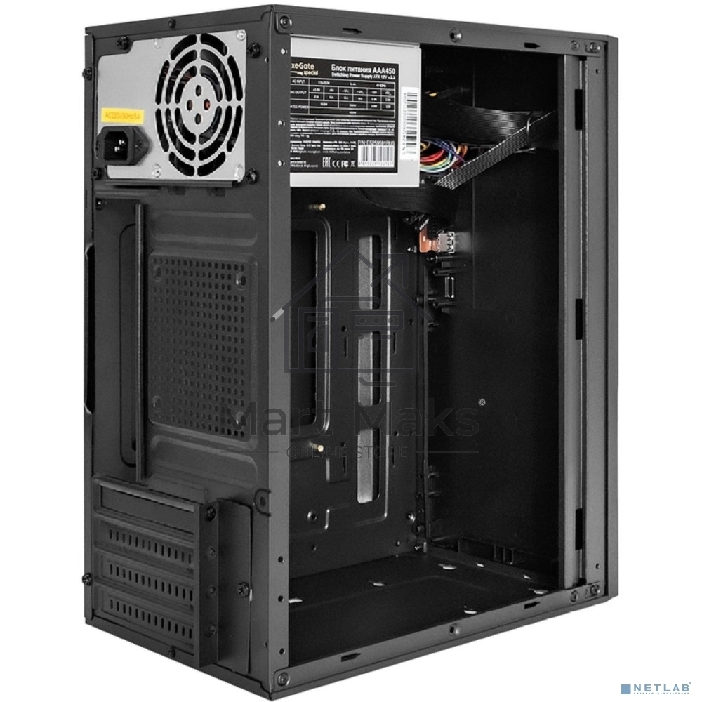 Компьютерный корпус Minitower ExeGate BAA-308U2 (mATX, без БП, 1хUSB/2хUSB 3.0, HD Audio, черный)