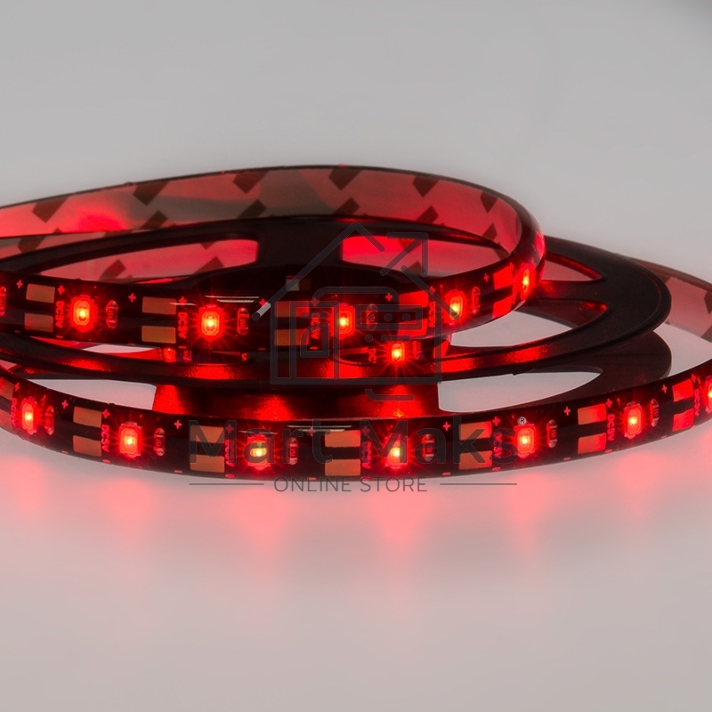 Лента LED с USB коннектором 5 В, 8 мм, IP65, SMD 2835, 60 LED/m, цвет свечения красный