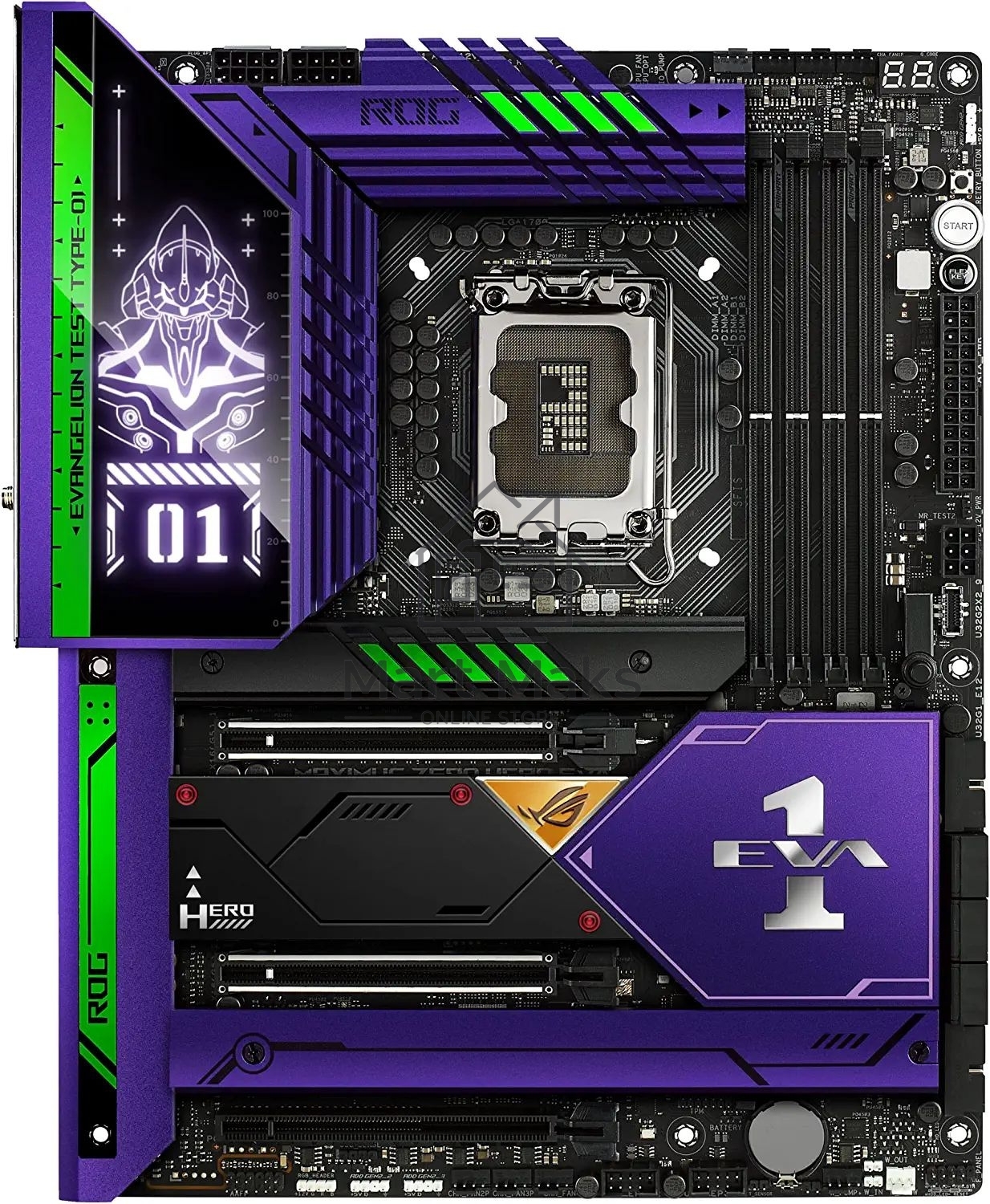 Наименование: Материнская плата ASUS ROG MAXIMUS Z690 HERO EVA, LGA 1700, Intel Z690, 4xDDR5, 6xSATA, 3xM.2, 1xPCIe 5.0 x16, 2x8 pin для питания процессора, 1xHDMI, 2xUSB Type-C, 1x 2.5Gb LAN, 4xUSB-A 3.2 Gen 2, 3xUSB-A 3.2 Gen 1, 3x3.5 мм, 7.1, ATX