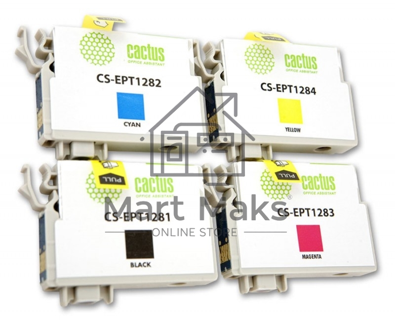 Картридж струйный Cactus CS-EPT1285 черный/голубой/пурпурный/желтый (31 мл) для Epson Stylus SX125/SX425W/SX420W/S22/Office BX305F/BX305FW