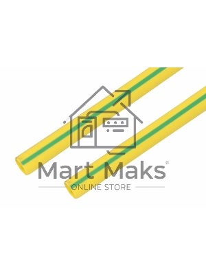 Термоусаживаемая трубка Rexant 50,0/25,0 мм, желто-зеленая, упаковка 10 шт. по 1 м