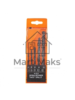 Набор сверл по металлу, 4-5-6-8-10 мм, HSS, 5 шт., пласт. бокс, цилиндрический хвостовик Sparta