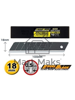 Лезвие OLFA (OL-LBB-10B) черный MAX сегментированное, 18х100х0,5мм, 10шт