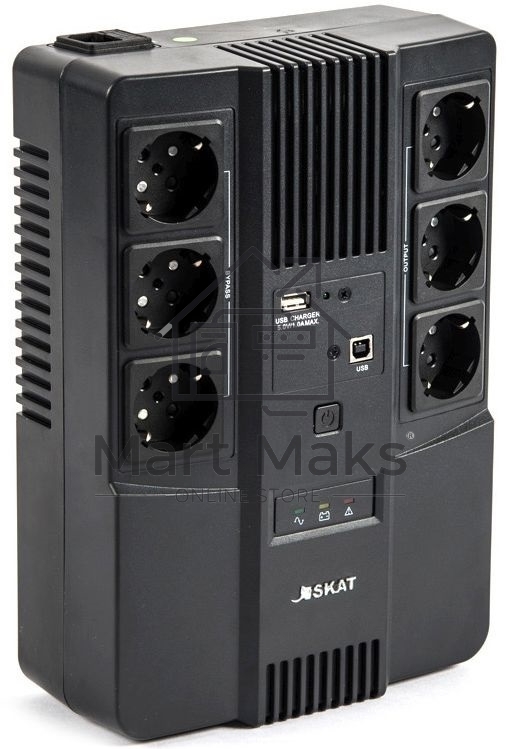 Источник бесперебойного питания Бастион SKAT-UPS 600 AI 220В 360Вт 1АКБ 7Ач внутр. меандр. стаб-ция напр-я. 6 выходов (8998)