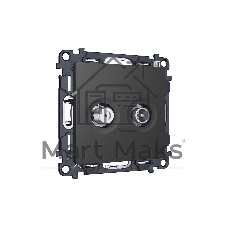 Комплект механизма розетки TV оконечной + SAT 5-862MHz 3.5dB/950-2150MHz 3.5dB ALFA Графит мягкое касание QUANT (AP9133, VM217) MA913310