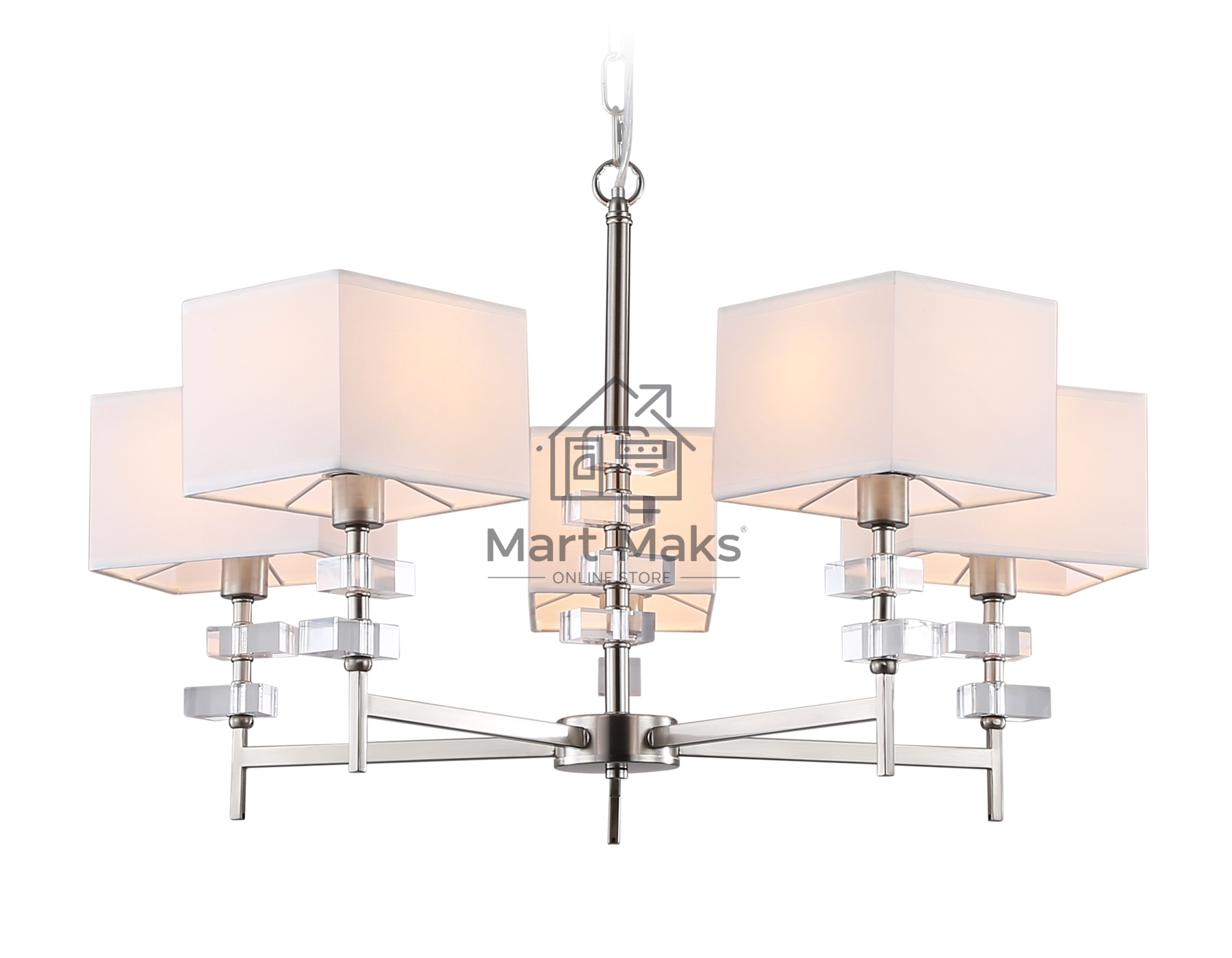 Люстра Ambrella light LH71321/5 SN/WH никель/белый E14/5 max 40W D700*850