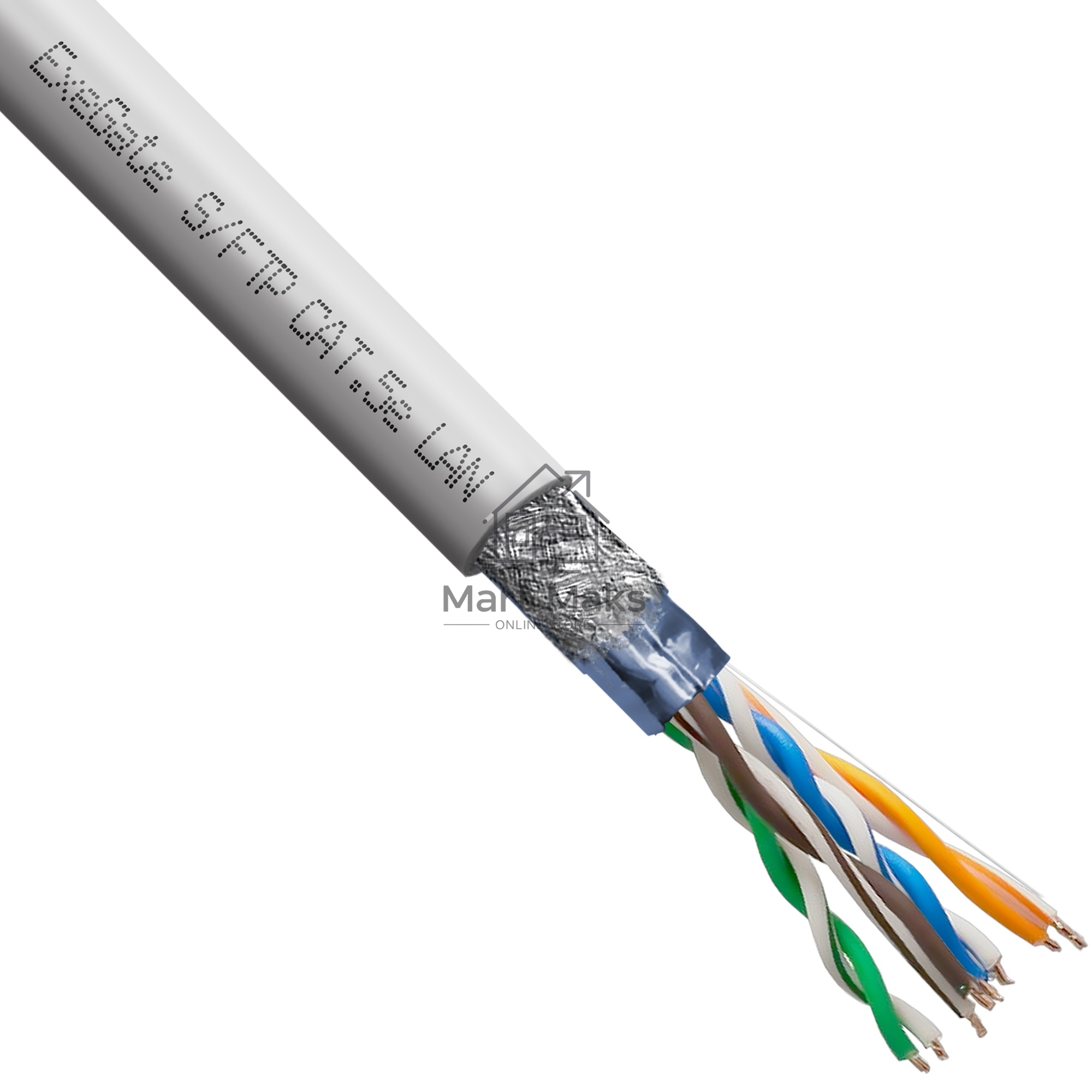 Кабель ExeGate SFTP4-C5e-CCA-S24-IN-PVC-GY-305 SFTP 4 пары кат.5e CCA, 0.5мм (24AWG), экран, 305м, серый, PVC