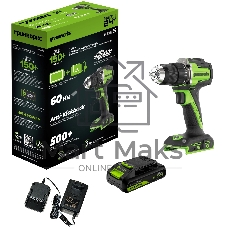 Дрель-шуруповерт Greenworks DD560 аккум. патрон:быстрозажимной (3708407CUA)