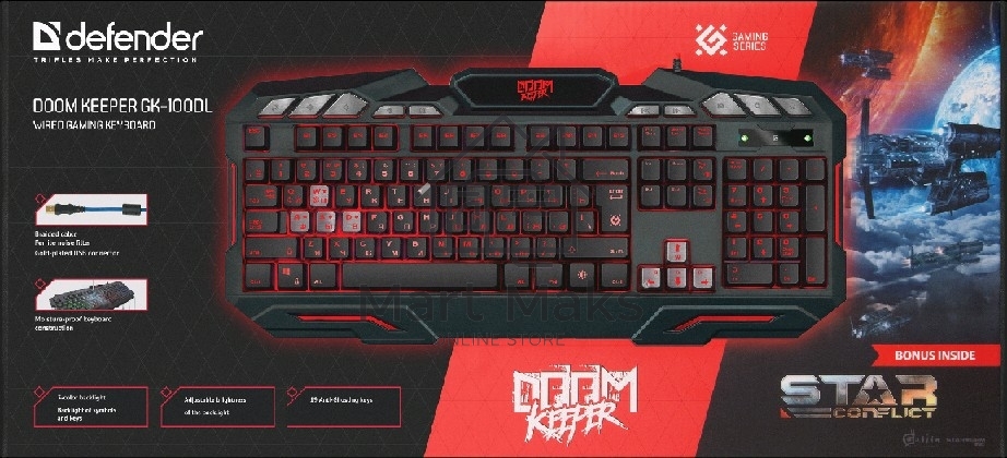 Клавиатура Defender Doom Keeper GK-100DL RUпроводная, USB, черный