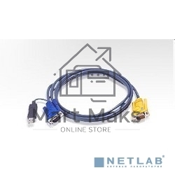 Шнур ATEN, мон+клав+мышь USB, SPHD15=>HD DB15+USB A-Тип, Male-2xMale, 8+4 проводов, опрессованный, 3 метр., черный, (с поддержкой KVM PS/2) (2L-5203UP)