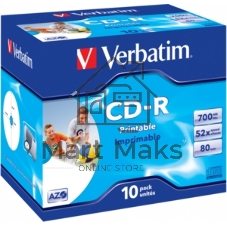 Диск CD-R Verbatim 700Mb 52x Jewel case (10шт) (43327)