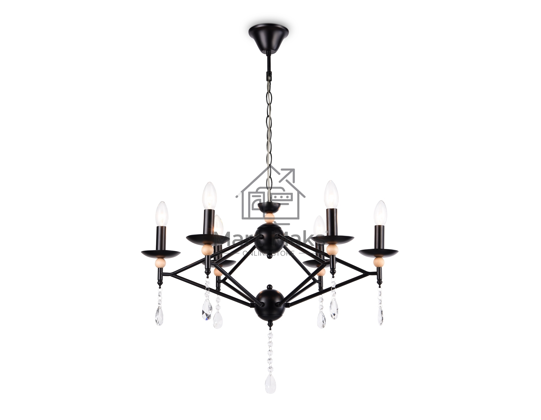 Светильник Ambrella light TR9597/6 BK черный E14/6 max 40W D660*880