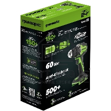 Дрель-шуруповерт Greenworks DD560 аккум. патрон:быстрозажимной (3708407CUA)