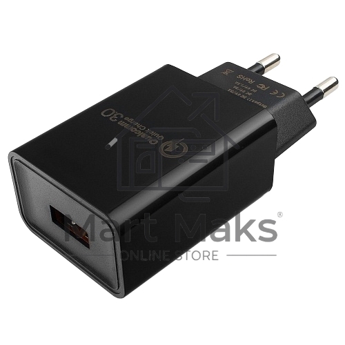 Адаптер питания Cablexpert MP3A-PC-17, QC 3.0, 100/220V - 1 USB порт 5/9/12V, черный