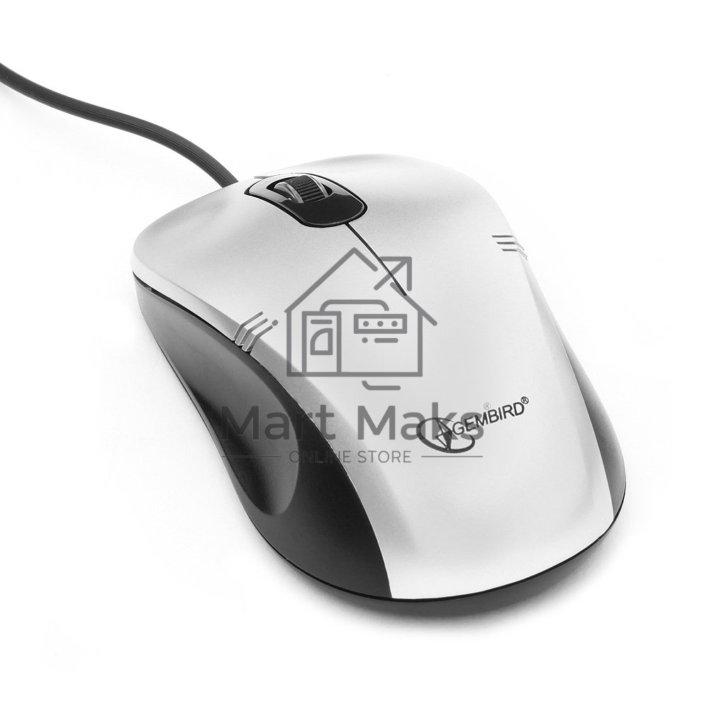 Мышь проводная Gembird MOP-100-S серебристый, 1000 dpi, USB, кнопки - 3